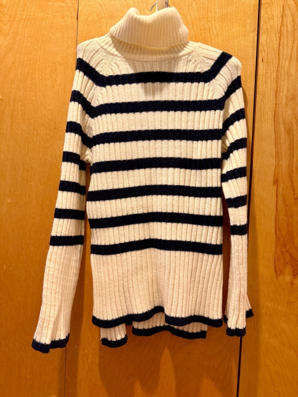 Hem & Thread Cream and Black Striped Ribbed Turtleneck Sweater